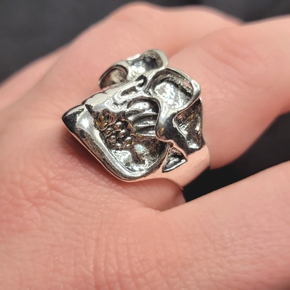 Snarl Skull Ring Biker Motorcycle Rocker Heavy Metal Goth Grunge Emo Punk